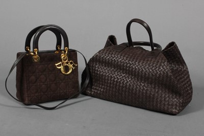 Lot 324 - A Bottega Veneta woven brown leather bag, with...