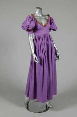 Lot 334 - A Biba violet empire line cotton gown, early...