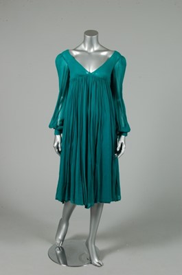 Lot 335 - A Biba dark jade green chiffon evening gown,...