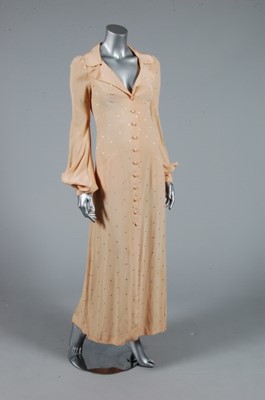 Lot 342 - A Biba beige satin-backed crepe maxi dress,...