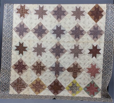 Lot 368 - A printed cotton patchwork coverlet, American,...