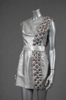 Lot 373 - A Norman Hartnell silver mini-dress, mid 1960s,...