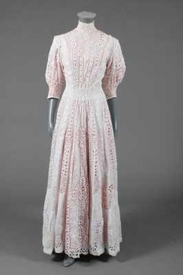 Lot 382 - A Broderie anglaise summer gown, circa 1910,...