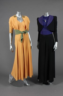 Lot 397 - A black and purple crepe evening ensemble,...