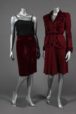 Lot 401 - A Jean Louis Scherrer couture wine velvet...