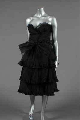 Lot 266 - A Gini Fratini tiered black organza cocktail...