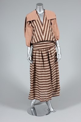 Lot 9 - A Yuki brown striped seersucker, day ensemble,...