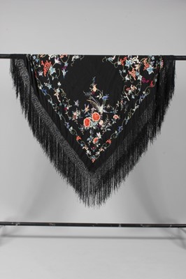 Lot 52 - An embroidered shawl, Cantonese, circa 1920,...