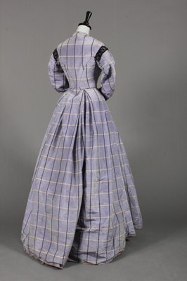 Lot 63 - A lilac tartan moire taffeta gown with day and...