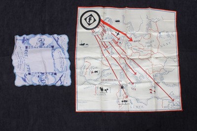 Lot 91 - Two WWII handkerchiefs, the first of silk...