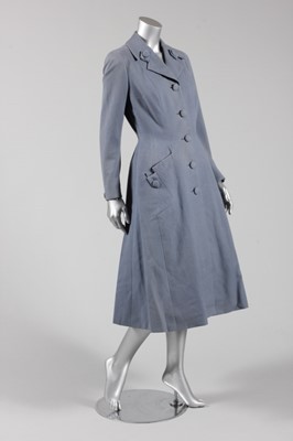 Lot 114 - A Hardy Amies lavender blue wool coat, early...