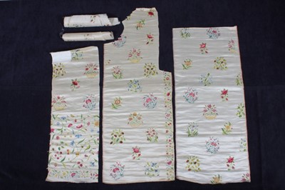 Lot 117 - Embroidered satin dress panels and fragments,...