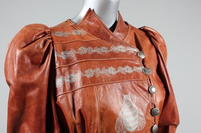 Lot 131 - A Bill Gibb brown leather jacket,...