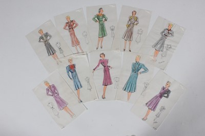 Lot 142 - Dora Sprinzel original sketches for daywear,...