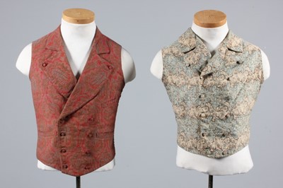 Lot 153 - Four woven Paisley design waistcoats, mid 19th...