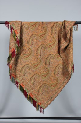 Lot 156 - Two jacquard woven silk striped shawls, French,...