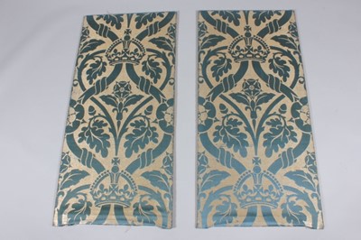 Lot 160 - A pair of brocaded satin panels woven for the...