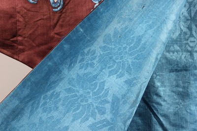 Lot 182 - A boy's chestnut satin embroidered dragon robe,...