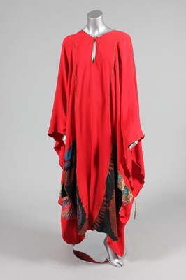 Lot 186 - A Thea Porter scarlet crepe kaftan, 1970s,...