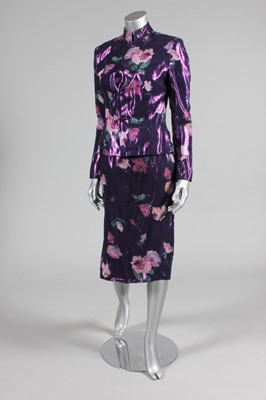 Lot 197 - An Antony Price printed purple lurex cocktail...