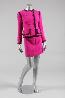 Lot 205 - A Chanel cyclamen pink wool suit, 1980s,...