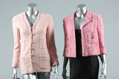 Lot 208 - Two Chanel pink wool jackets, late 80s-early...