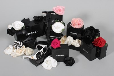 Lot 215 - Chanel accessories, approx.18 silk camellia...