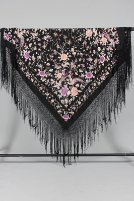 Lot 239 - An embroidered silk Cantonese shawl, 1920s,...