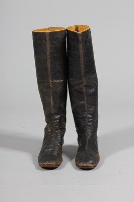 Lot 244 - A pair of men's black leather boots, mid 19th...