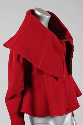 Lot 32 - A Claude Montana deep red wool circle jacket,...