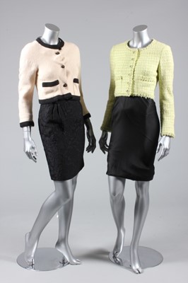 Lot 303 - A Chanel lime tweed cropped jacket, 1990s,...