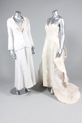 Lot 318 - Six bridal gowns and accessories, dating from...