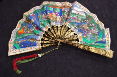 Lot 342 - A painted fan, Cantonese, mid 19th century,...