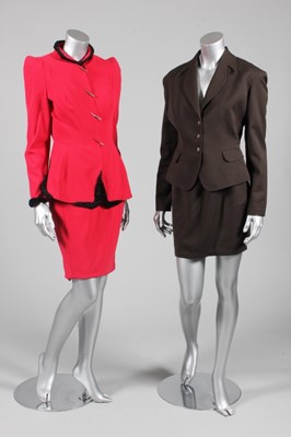 Lot 358 - A Thierry Mugler red wool suit, 1980s,...