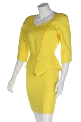 Lot 83 - A Thierry Mugler lemon yellow cotton suit,...