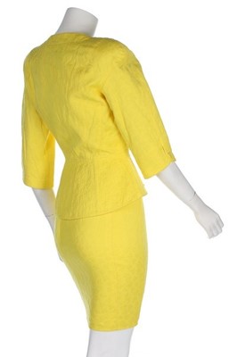 Lot 83 - A Thierry Mugler lemon yellow cotton suit,...
