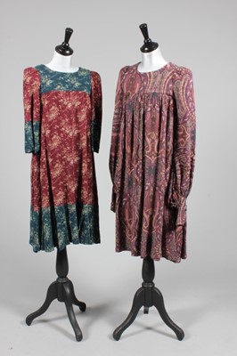 Lot 367 - Three printed brushed cotton dresses, 1960s,...