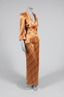 Lot 369 - A Biba 1940s-inspired striped satin ensemble,...