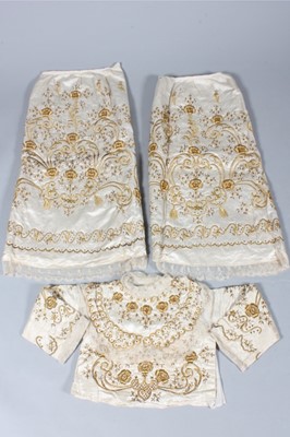 Lot 386 - Ottoman embroidered satin bridal gown dress...