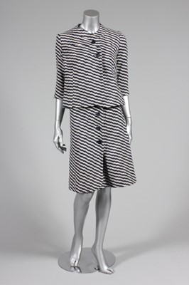 Lot 2 - A Madame Grès diagonally striped wool day suit,...