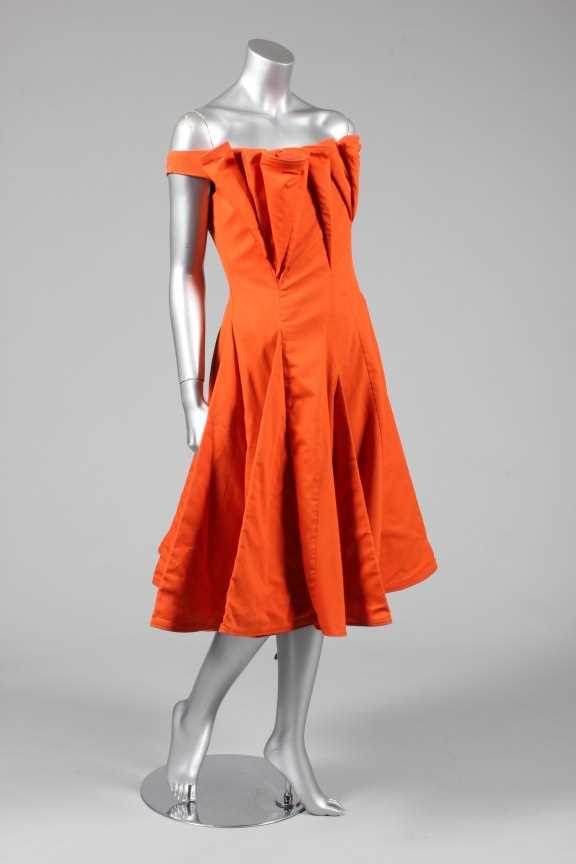 Lot 45 - A Hussein Chalayan orange cotton dress, 1990s,...