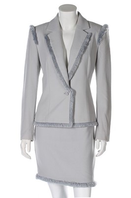 Lot 156 - A John Galliano for Dior pale blue wool-crêpe...