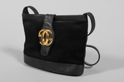 Lot 55 - A Gucci black suede handbag, late 1960s,...