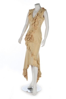 Lot 186 - A John Galliano cutwork chamois dress,...