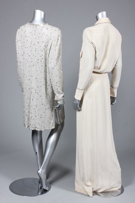 Lot 75 - A Chanel ivory crepe de chine evening gown,...