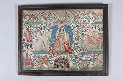 Lot 82 - A fine and rare wool embroidered picture of...