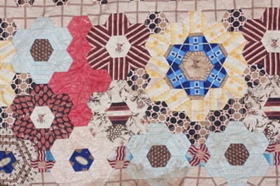 Lot 92 - A patchwork coverlet, circa 1845, with flower...