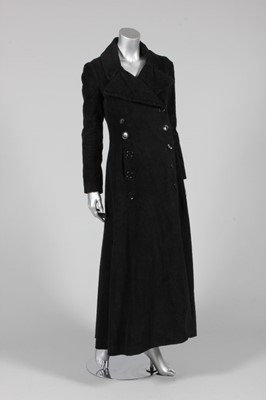Lot 96 - A Biba double-breasted black plush maxi coat,...