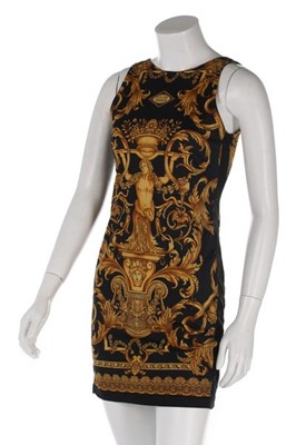 Lot 189 - A Versace baroque printed lycra mini dress,...