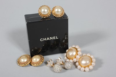 Lot 105 - Two pairs of Chanel 'pearl' ear-clips, 1980s,...